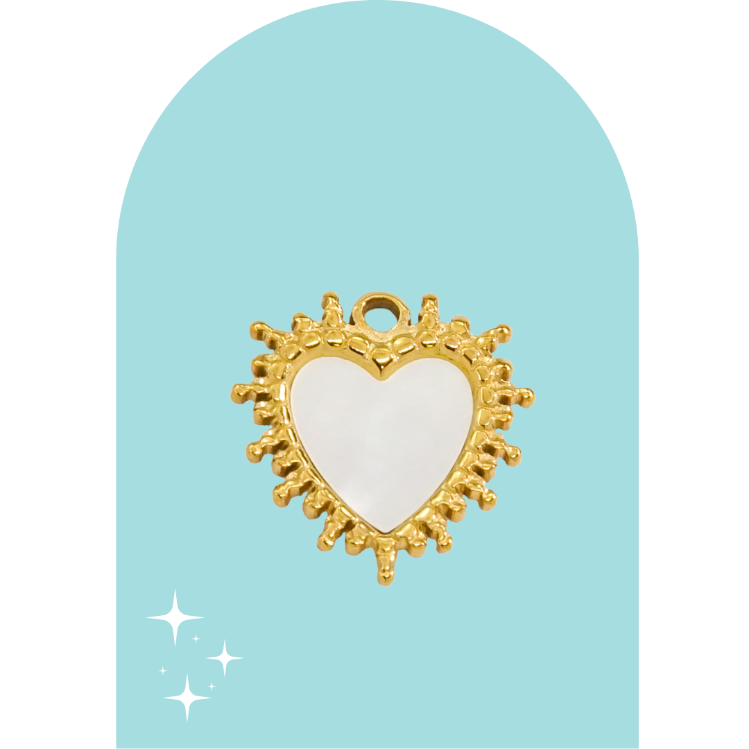 Stainless Steel White Heart Charm