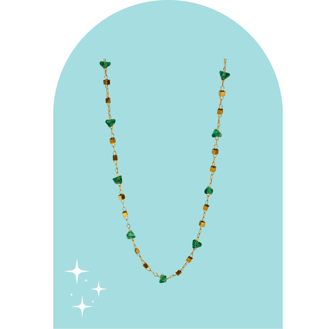 Stainless Steel Emerald Necklace