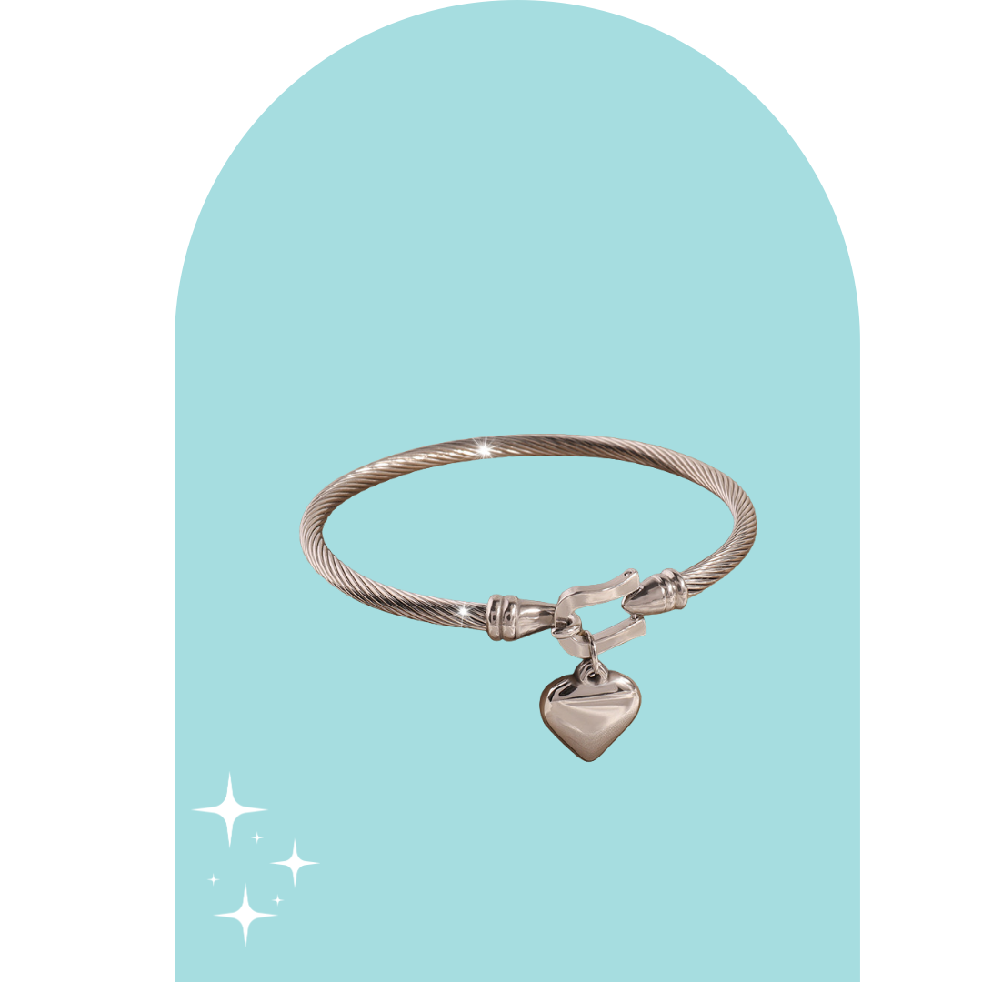 Stainless Steel Heart Cable Bracelet