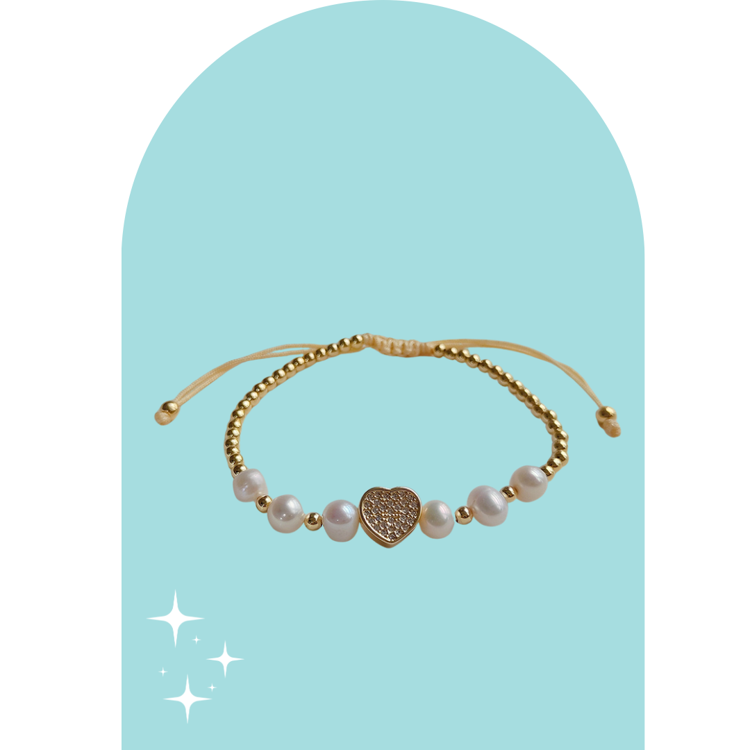 Corazón Pearl Ajustable Bracelet