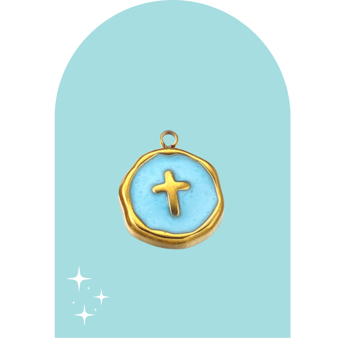 Stainless Steel Colorful Cross Charm