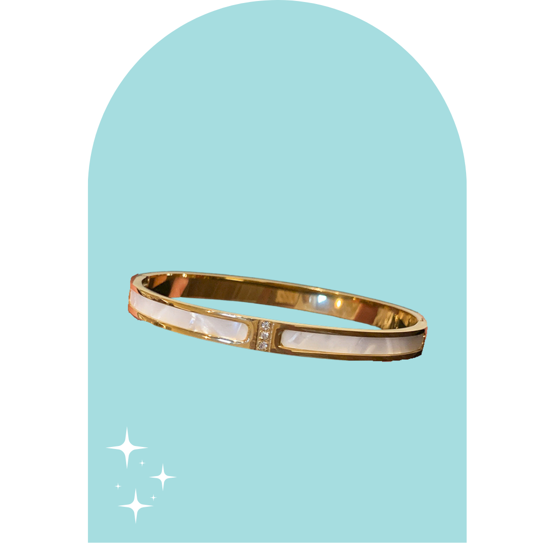 Stainless Steel White Bangle