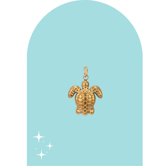 Stainless Steel Gold Sea Turtle Charm