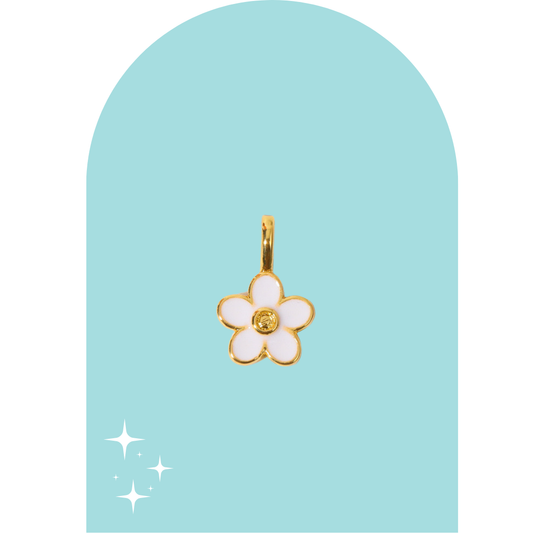 Stainless Steel White Flower Charm