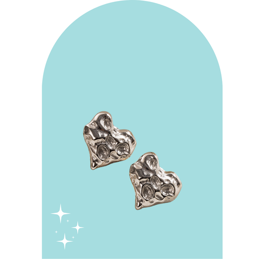 Stainless Steel Texture Heart Earrings
