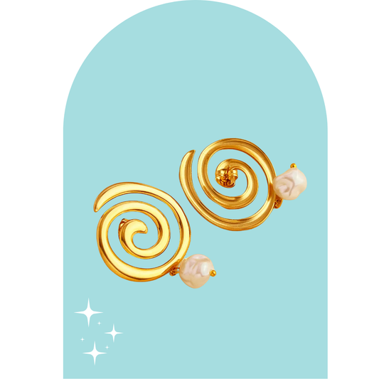 Stainless Steel Spiral Pearl Earring