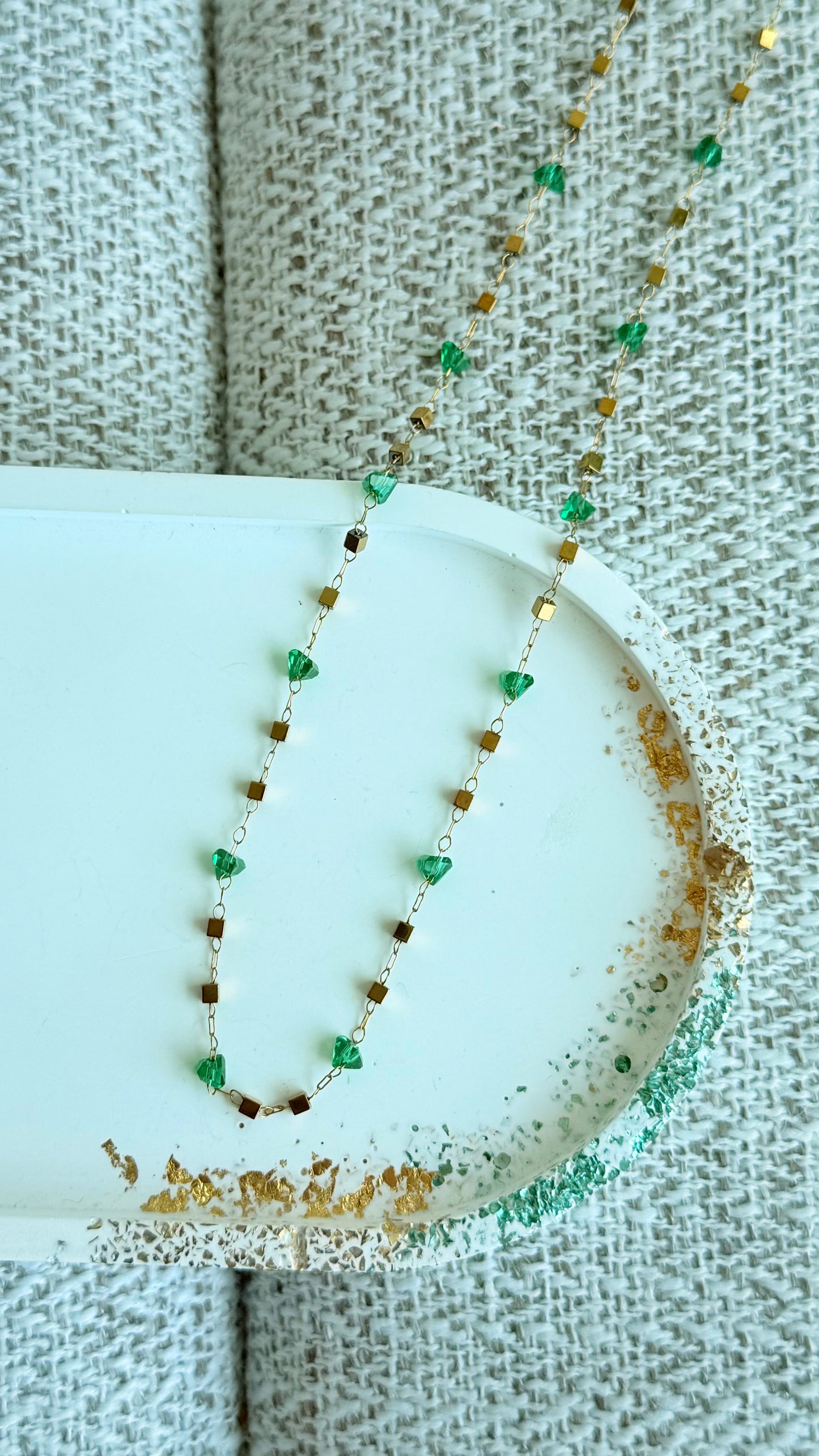 Stainless Steel Emerald Necklace