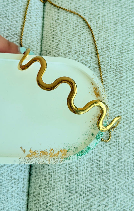 Stainlees Steel  Wave Ajustable Necklace