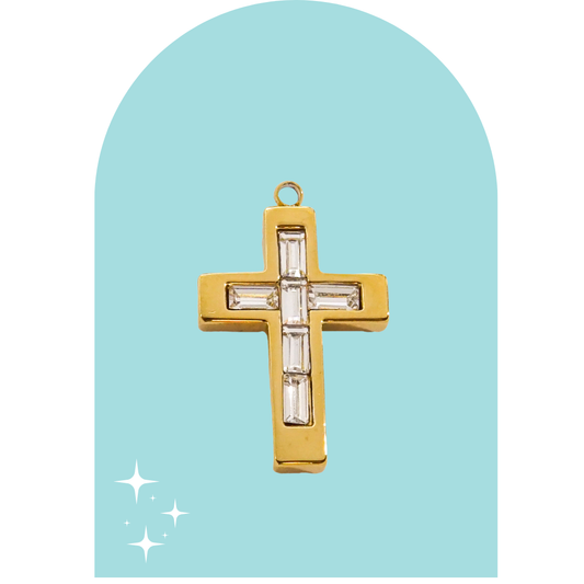 Stainless Steel Shiny Cross Charm