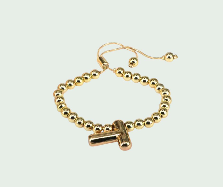 Pulsera  de Inicial Chunky Oro