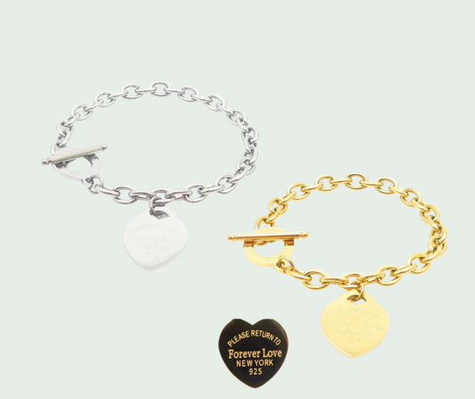 Pulsera de Corazón "Forever Love" Plata/Oro