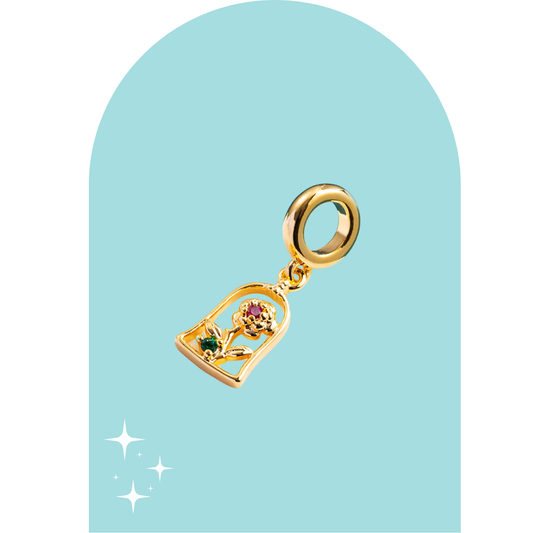 Stainless Steel Princess Belle Rose Charm