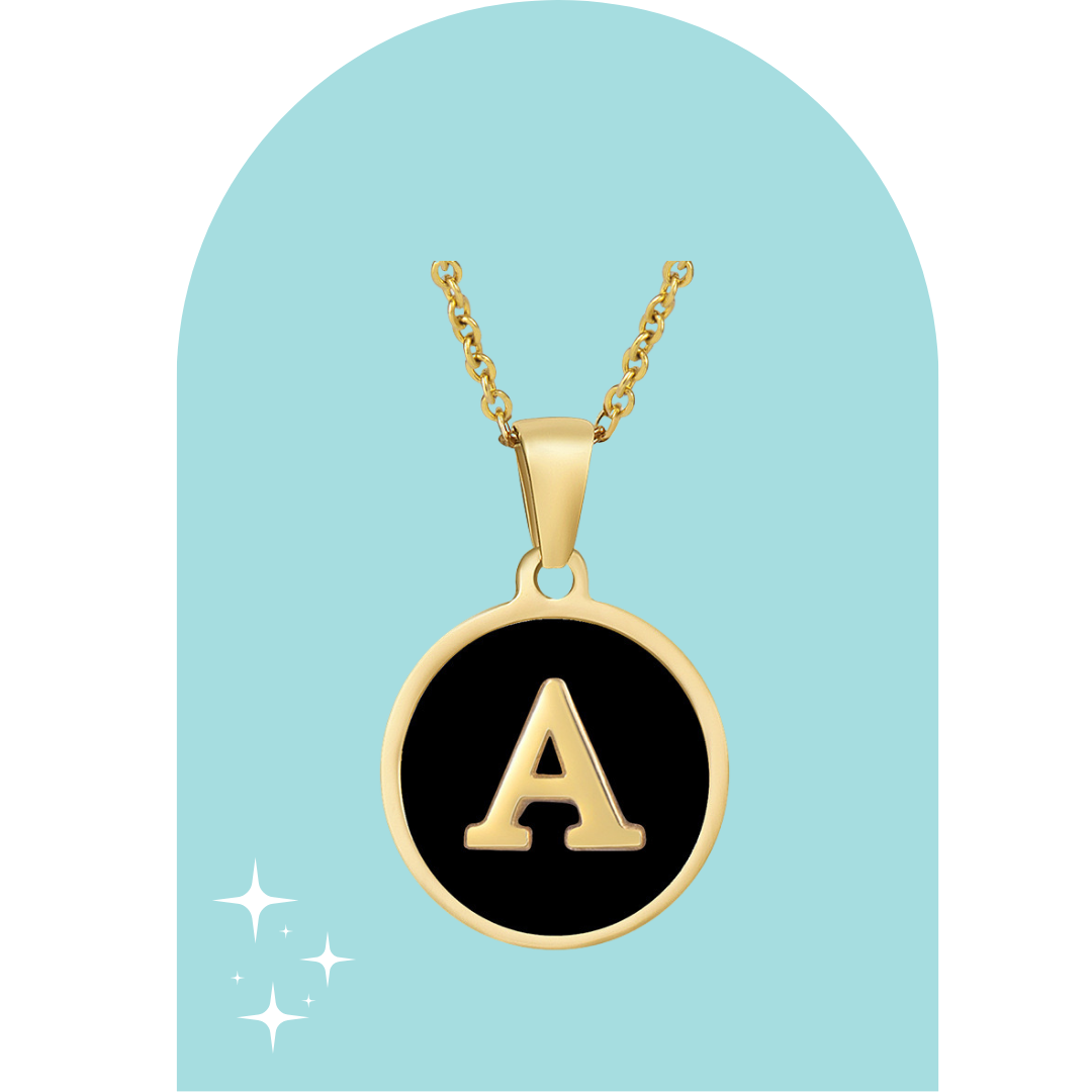 Cadena de Inicial Oro y Negro Letras A a Z