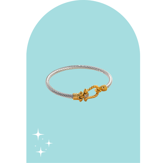 Stainless Steel Silver & Gold Hook Bracelet