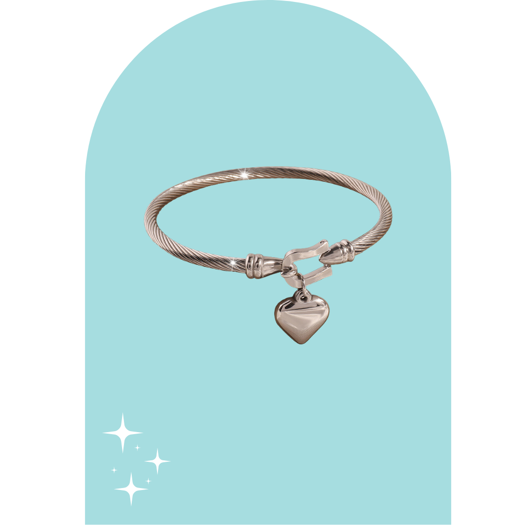 Stainless Steel Heart Cable Bracelet