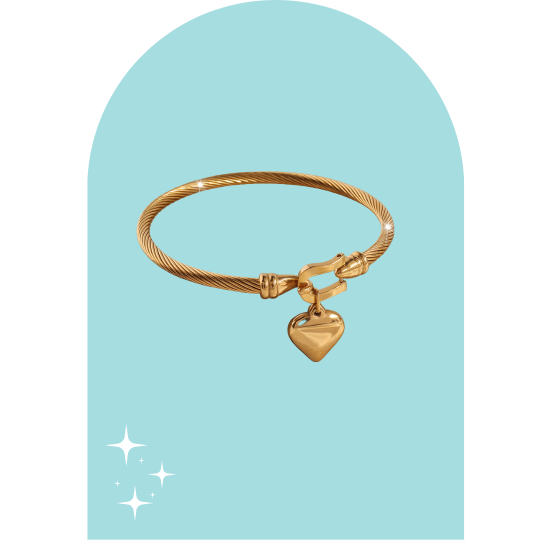 Stainless Steel Heart Cable Bracelet