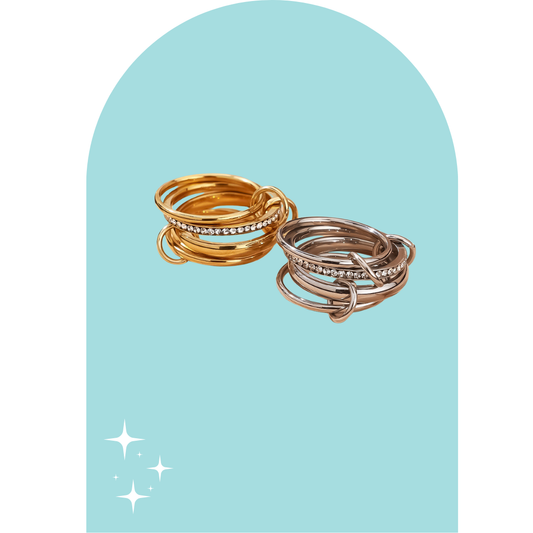 Stainless Steel Shiny Link Ring - Gold & Silver